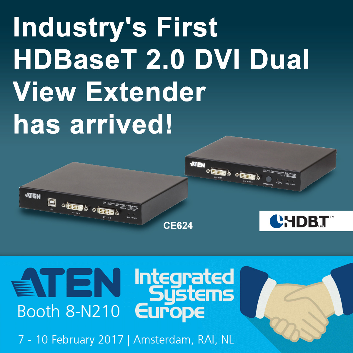 CE624 industry's first HDBaseT 2.0 DVI dual view extender