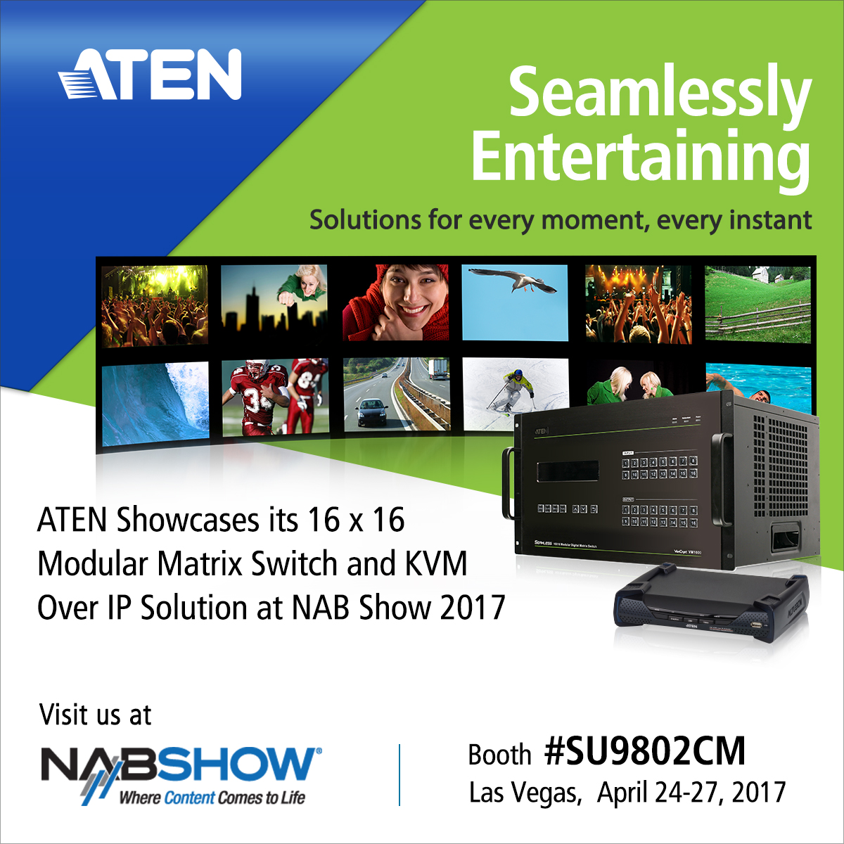 ATEN Showcases its 16 x 16 Modular Matrix Switch and KVM Over IP Solution at NAB Show 2017
