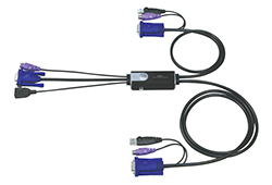 2-Port PS/2 USB VGA Cable KVM Switch with Remote Port Selector