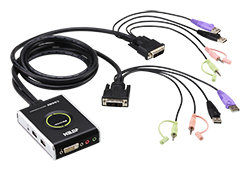 2-Port USB DVI/Audio Cable KVM Switch with Remote Port Selector