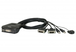 2-Port USB DVI Cable KVM Switch with Remote Port Selector