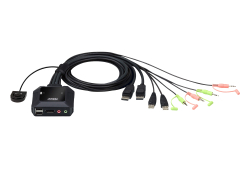 2-Port USB DisplayPort Cable KVM Switch with Remote Port Selector