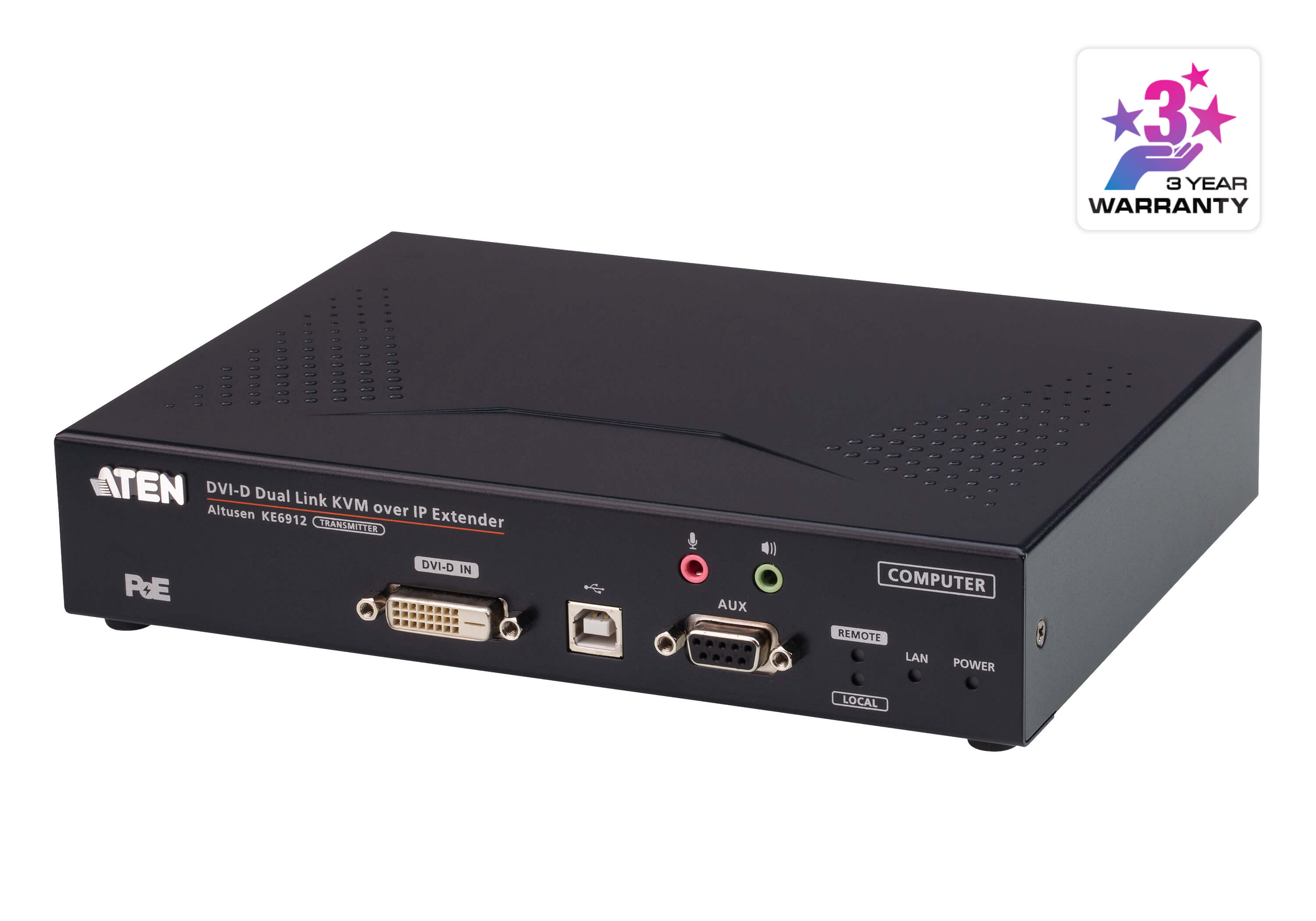 2K DVI-D Dual Link KVM over IP Transmitter with PoE
