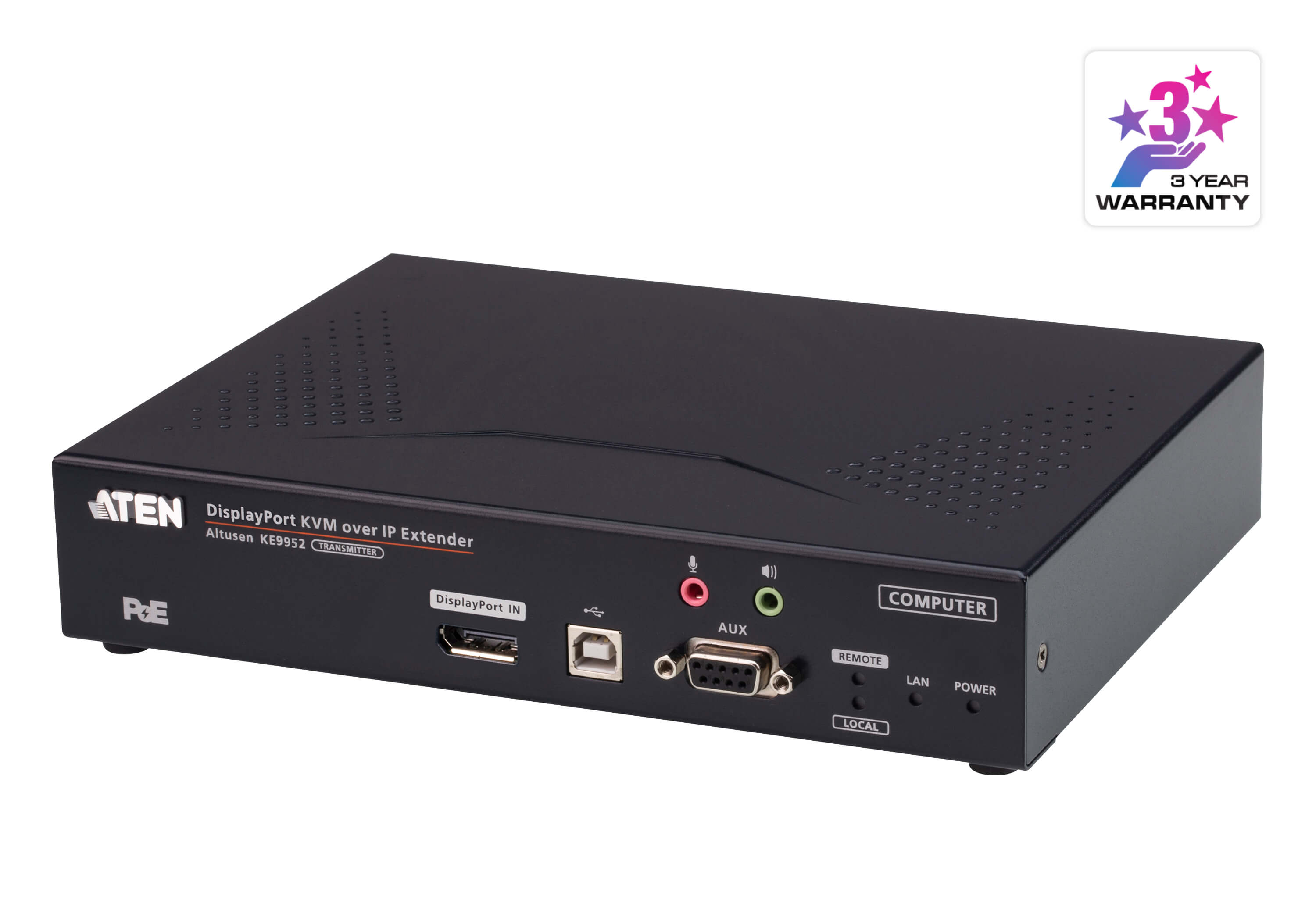 4K DisplayPort Single Display KVM over IP Transmitter with PoE