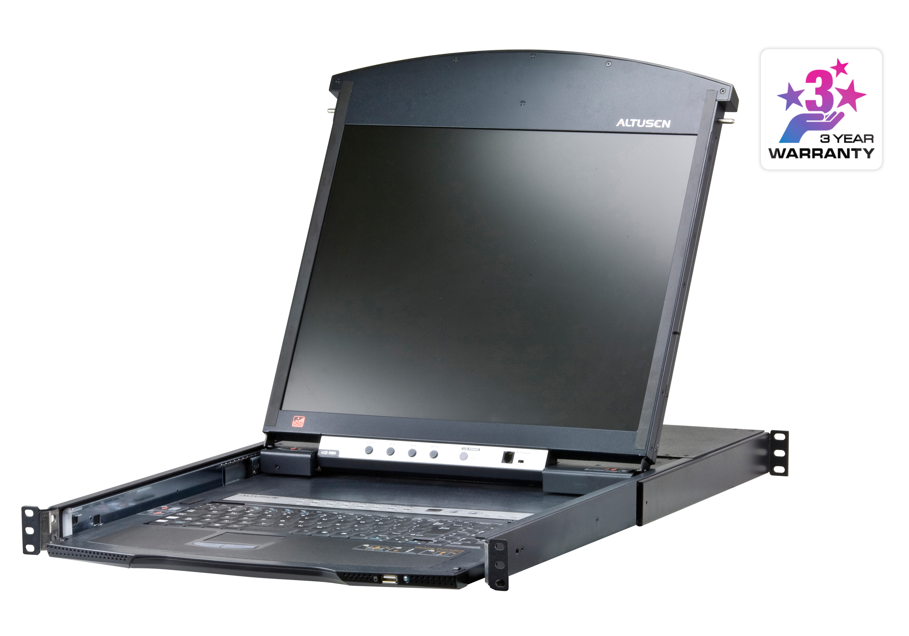 1-Local/Remote Shared Access 16-Port Multi-Interface Cat 5 Dual Rail LCD KVM over IP switch