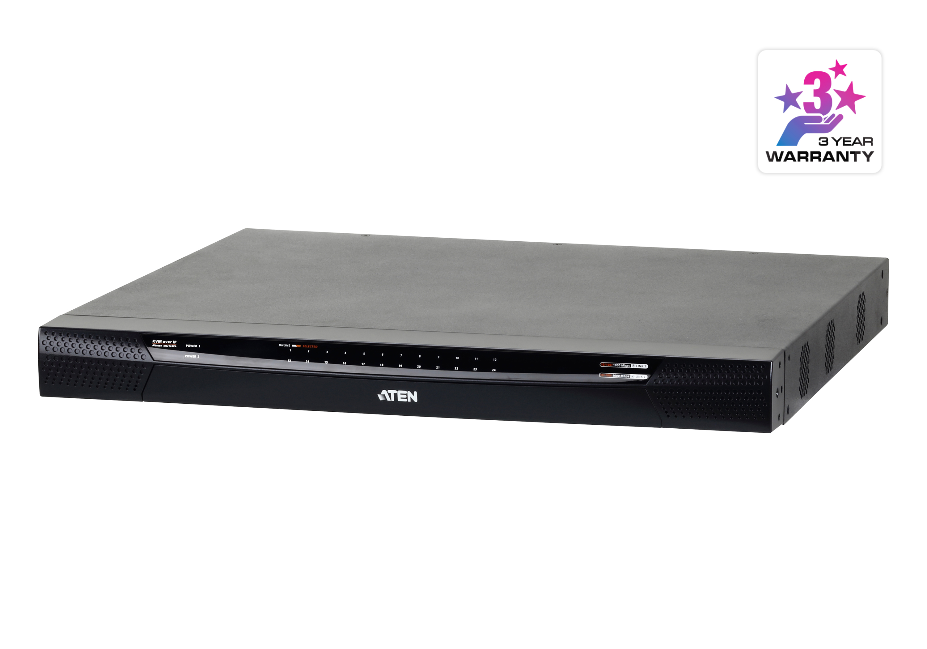 Switch KVM por IP multi-interfaz Cat 5 de 24 puertos de 1 consola local y 2 consolas remotas