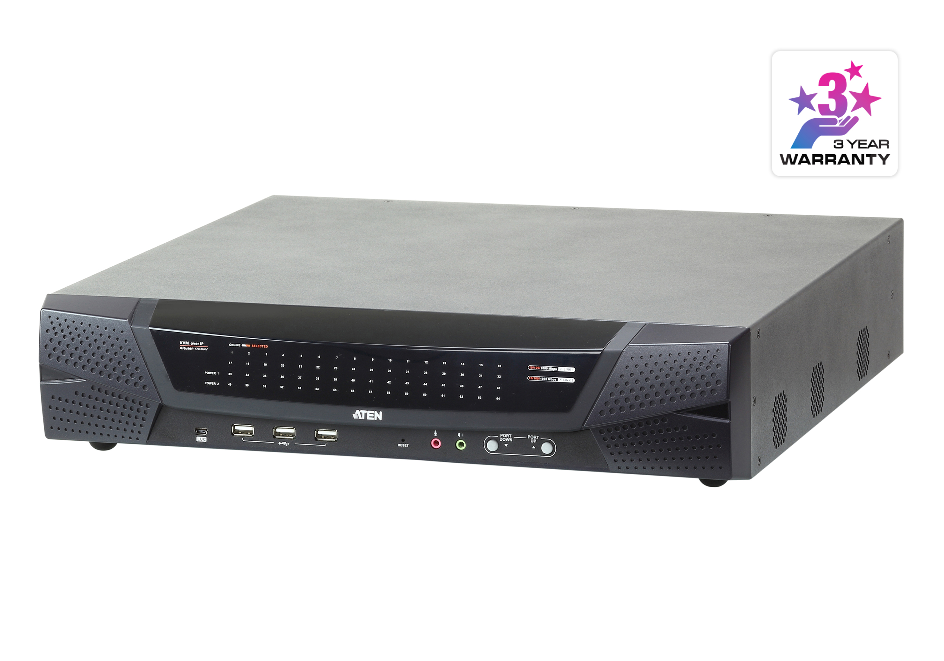 Switch KVM por IP multi-interfaz Cat 5 de 64 puertos de 1 consola local y 4 consolas remotas