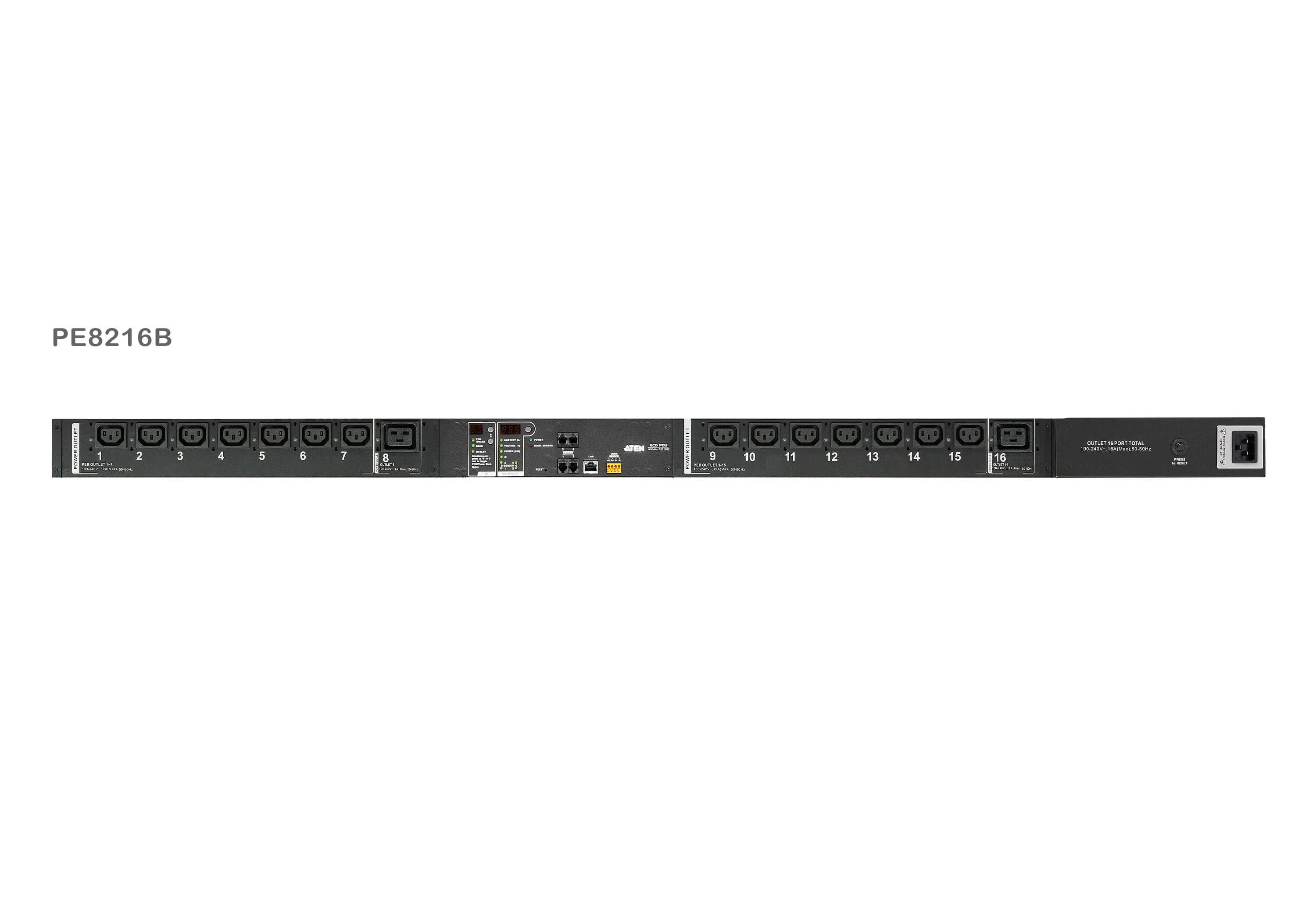 20A/16A 16-Outlet Outlet-Metered & Switched eco PDU
