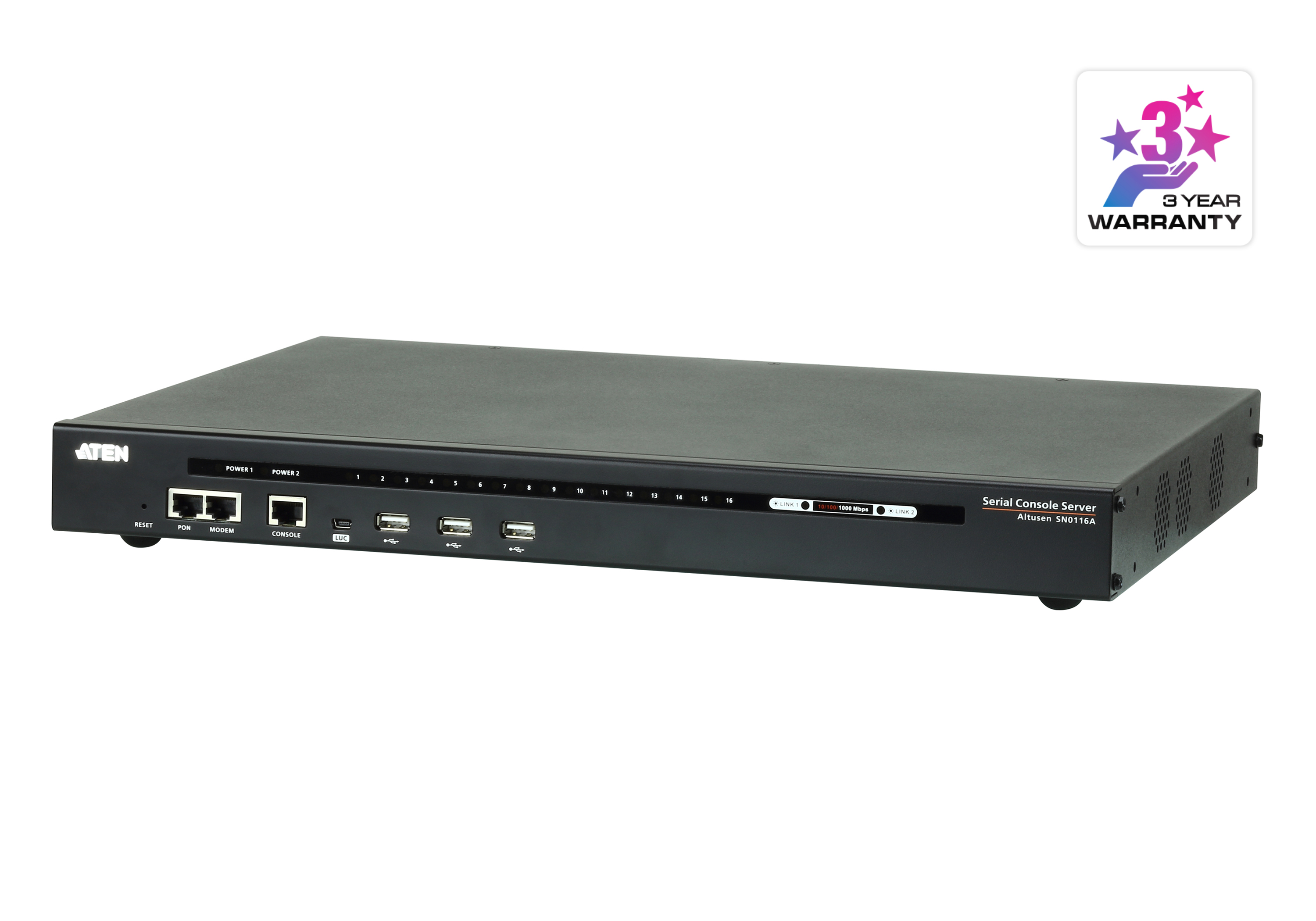 16-포트 시리얼 콘솔 서버 with 듀얼 전원/듀얼 랜