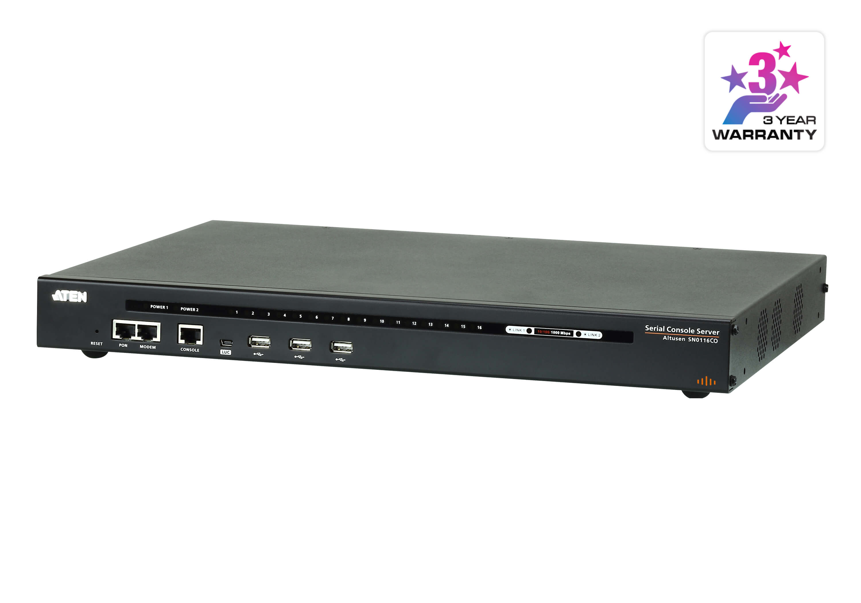 16-Port Serial Console Server with Dual Power/LAN