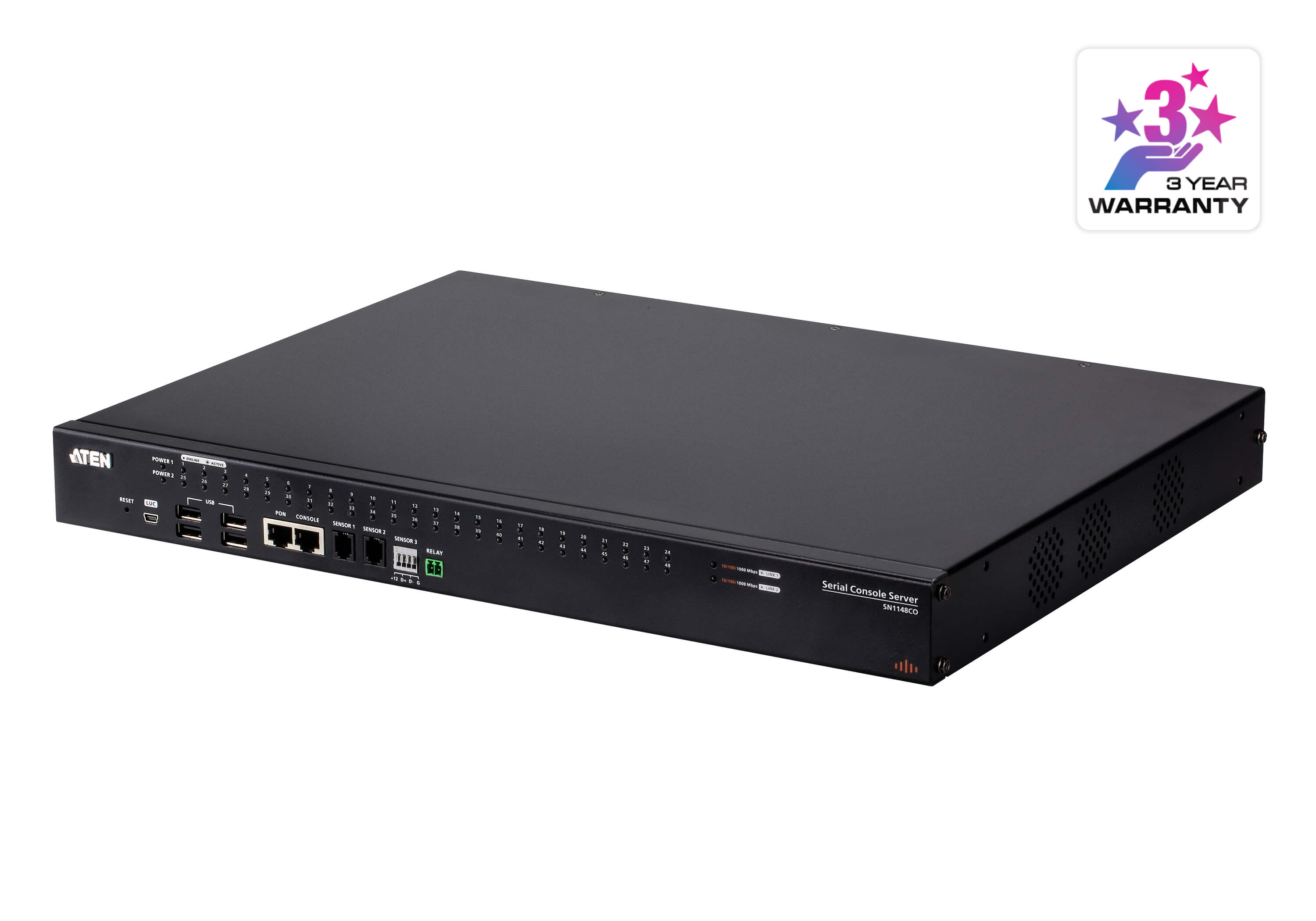 48-Port Serial Console Server with Dual Power / SFP