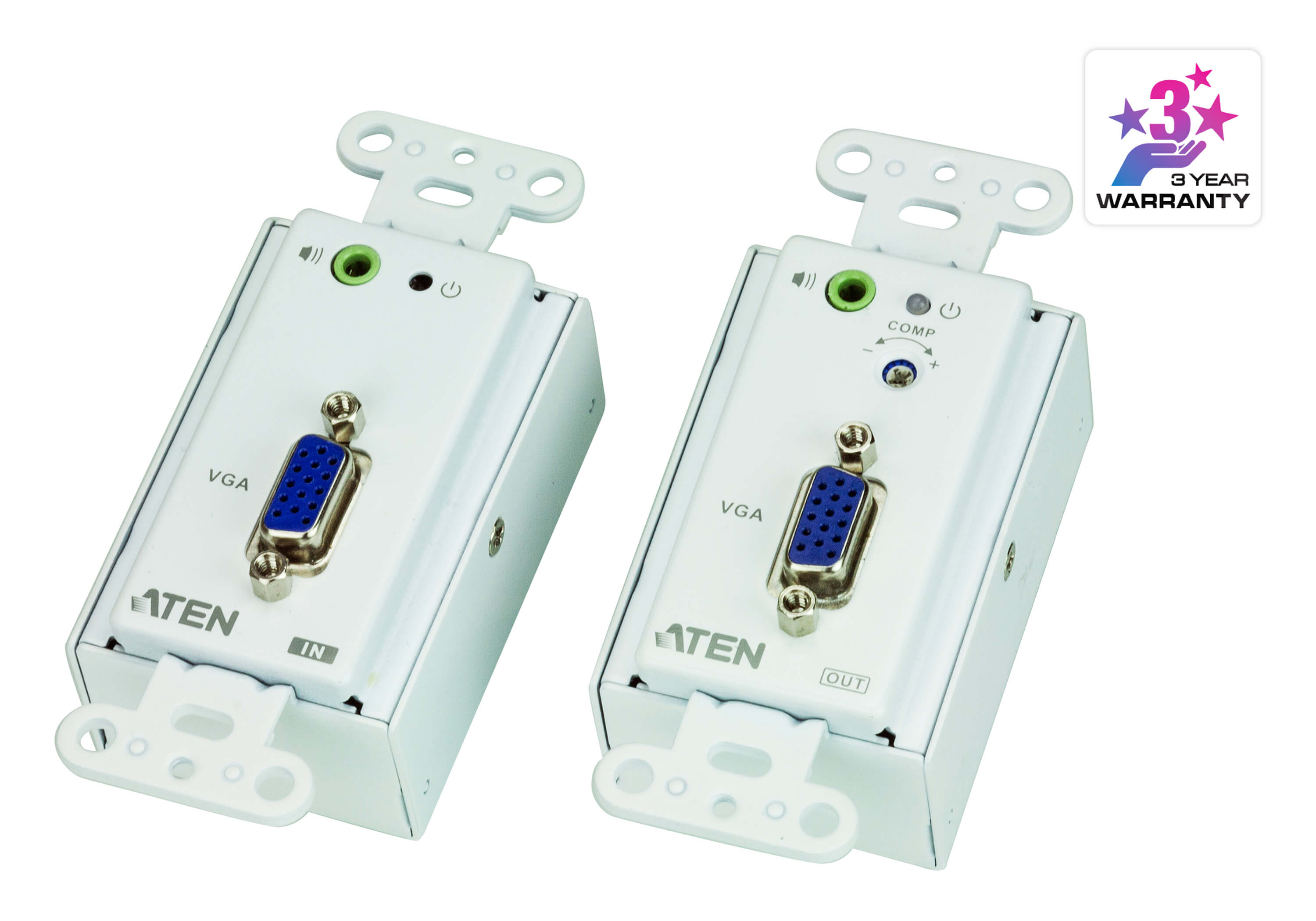 VGA/Audio Cat 5 Extender Wall Plate (US) (1280 x 1024@150m)