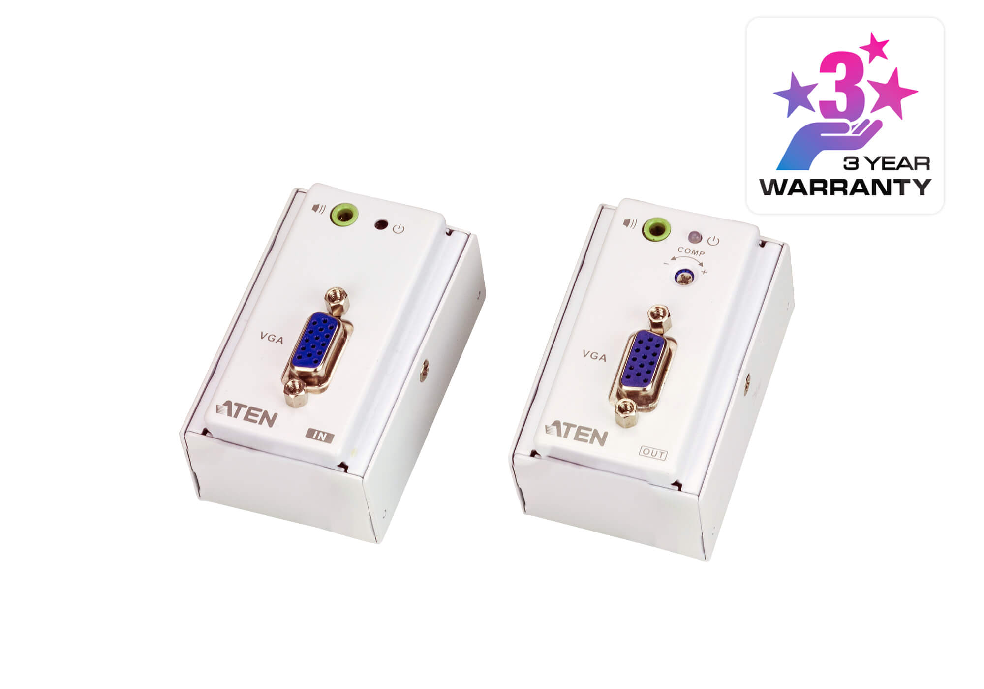 VGA/Audio Cat 5 Extender with MK Wall Plate (1280 x 1024 @150 m)