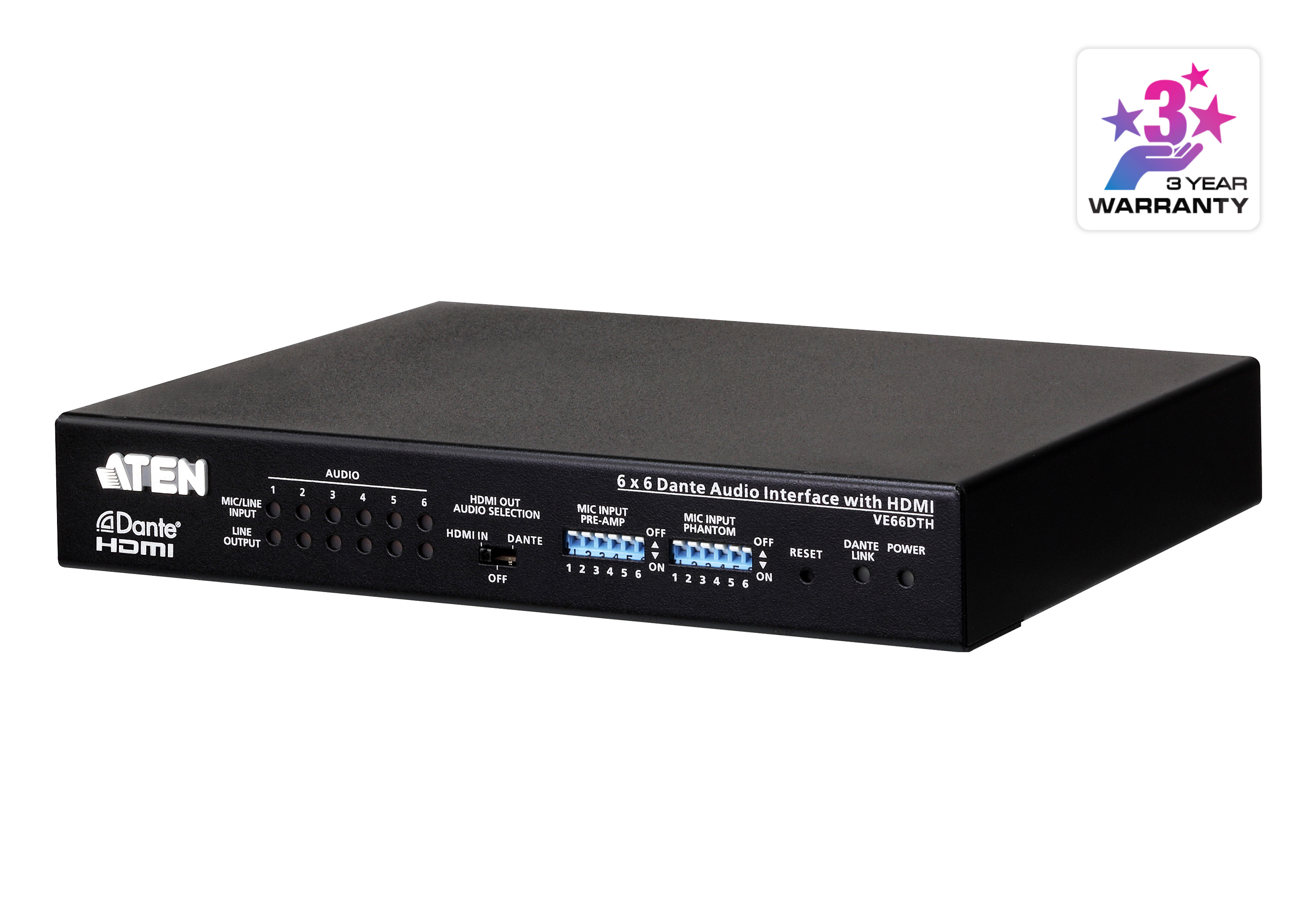 6 x 6 Dante Audio Interface with HDMI