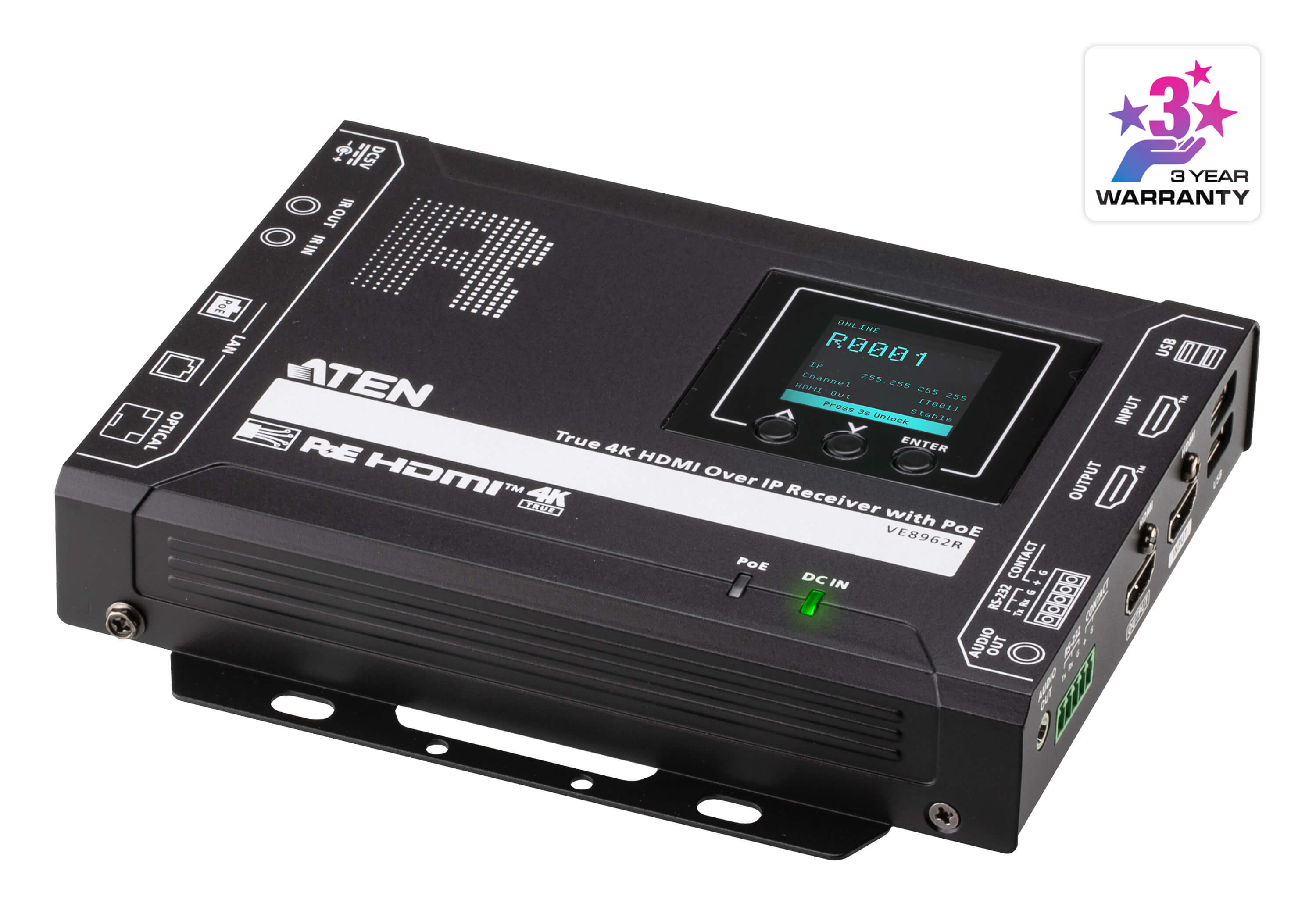 True 4K HDMI over IP Receiver with PoE