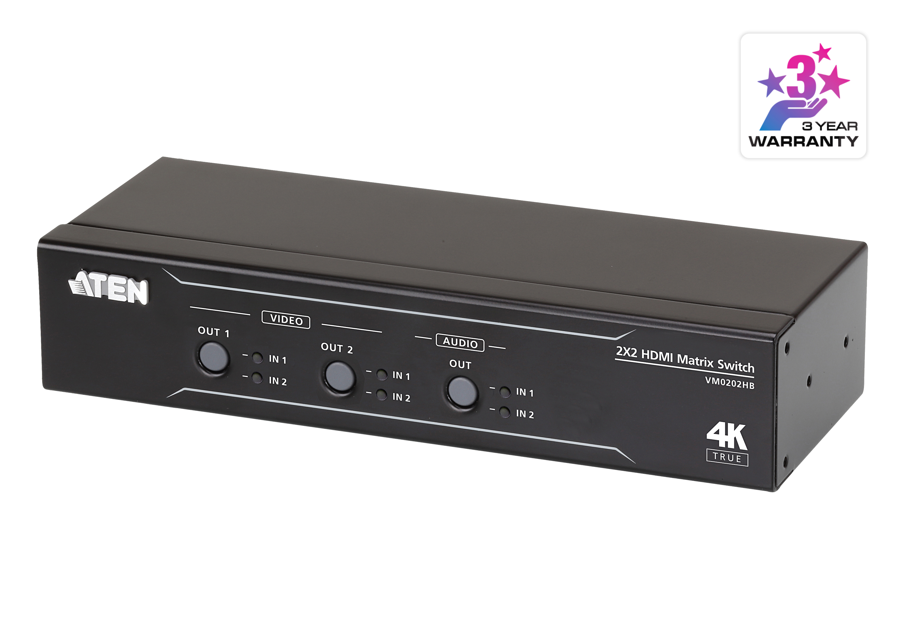 2 x 2 True 4K HDMI Matrix Switch with Audio De-Embedder